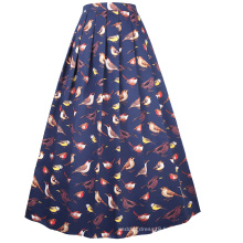 Belle Poque Elastic Waist Vintage Retro A-Line Swing Cotton Long Skirt BP000324-4